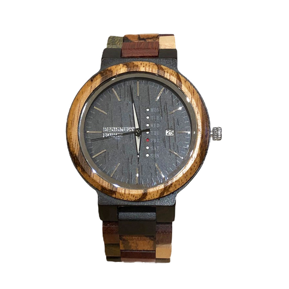 木製腕時計 日付 曜日付き カラフルウォッチ 45mm デザイナーズフリッジ