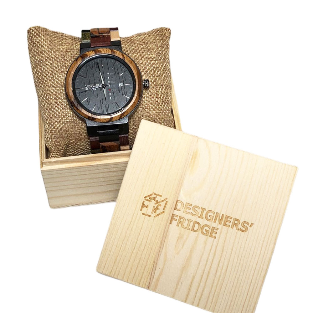 木製腕時計 日付 曜日付き カラフルウォッチ 45mm デザイナーズフリッジ